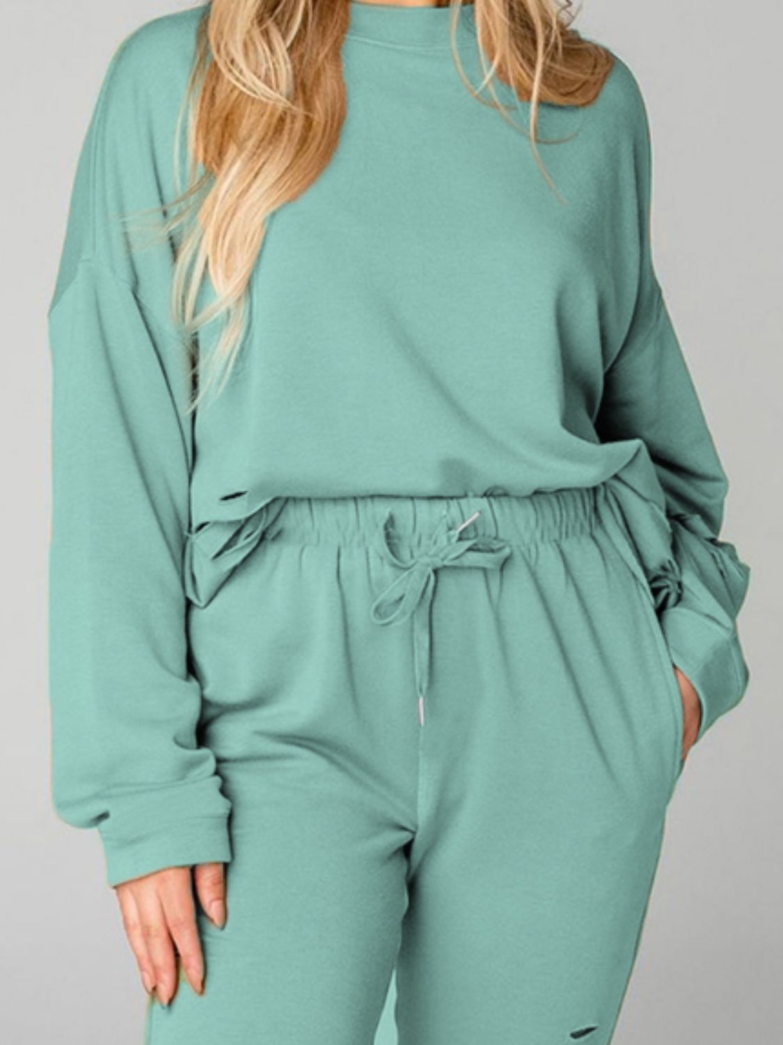 Distressed Sweatshirt and Joggers Set - Quelle's BoutiQue