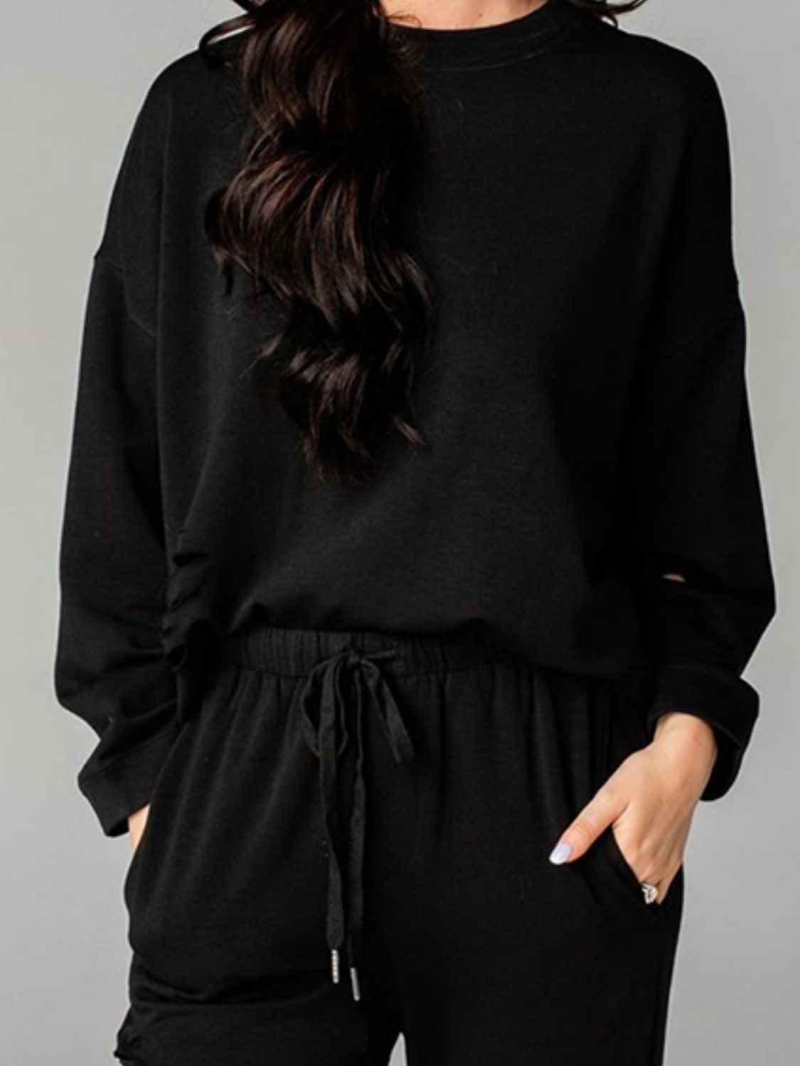 Distressed Sweatshirt and Joggers Set - Quelle's BoutiQue