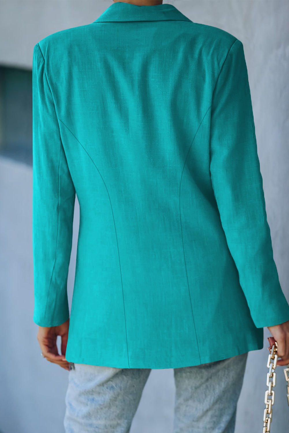 Double-Breasted Padded Shoulder Blazer - Quelle's BoutiQue