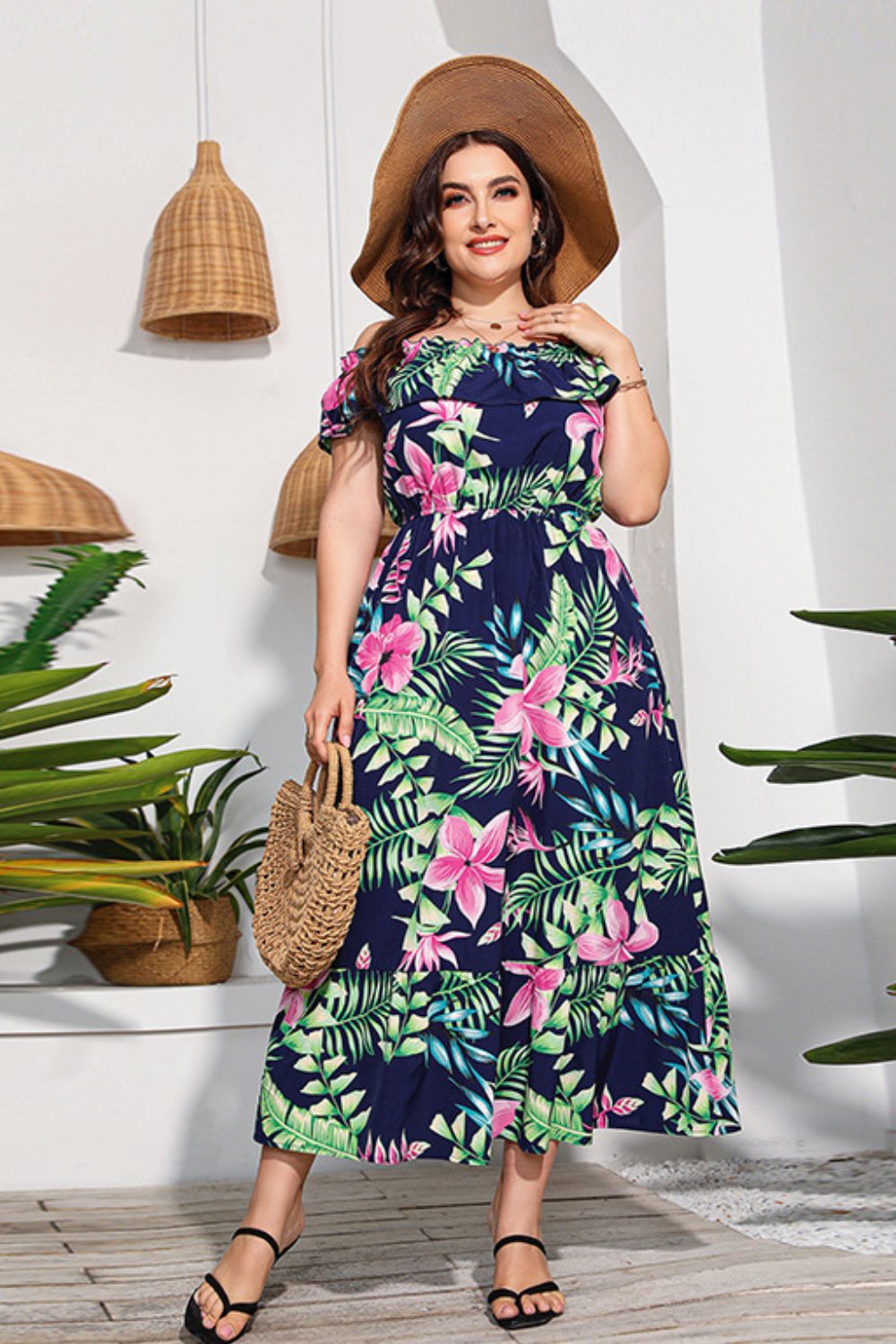 Floral Off-Shoulder Maxi Dress - Quelle's BoutiQue