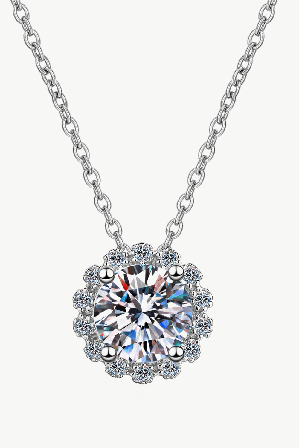 Flower-Shaped Moissanite Pendant Necklace - Quelle's BoutiQue