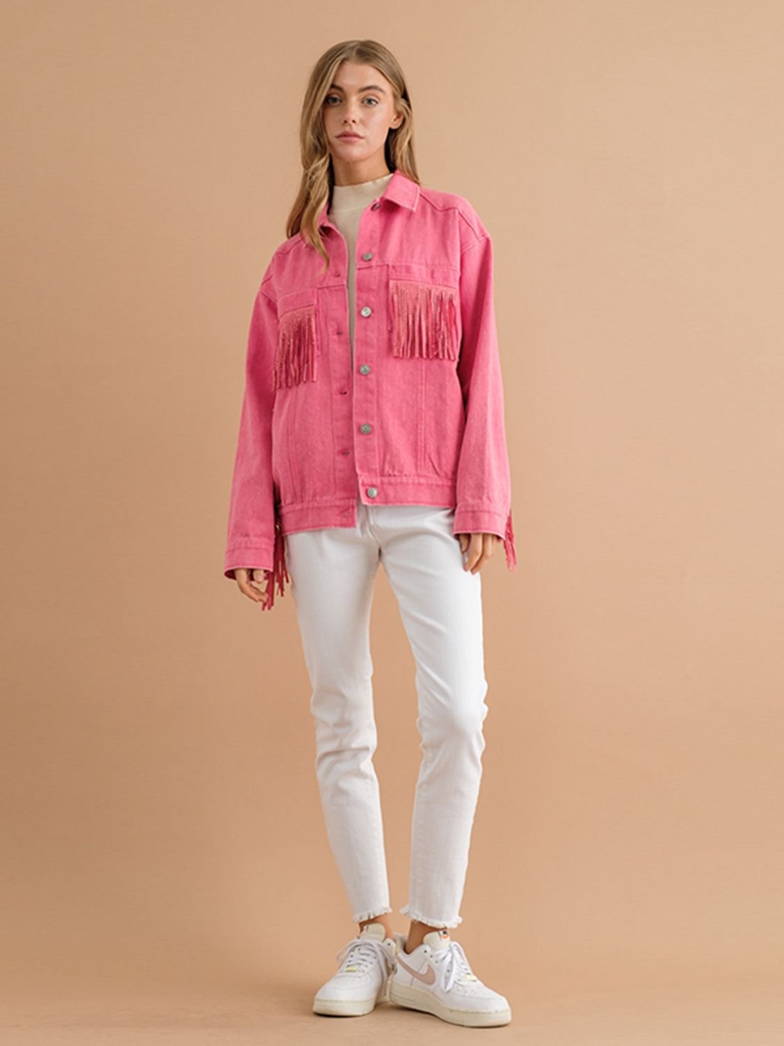 Fringe Detail Denim Jacket - Quelle's BoutiQue
