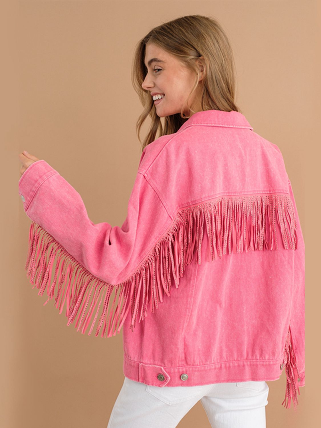 Fringe Detail Denim Jacket - Quelle's BoutiQue