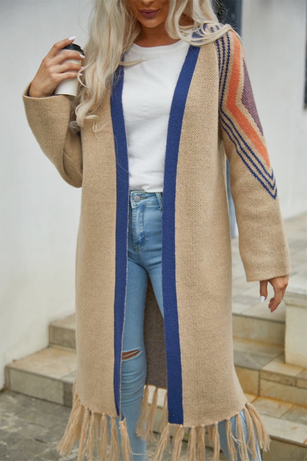 Fringe Hem Open Front Cardigan - Quelle's BoutiQue