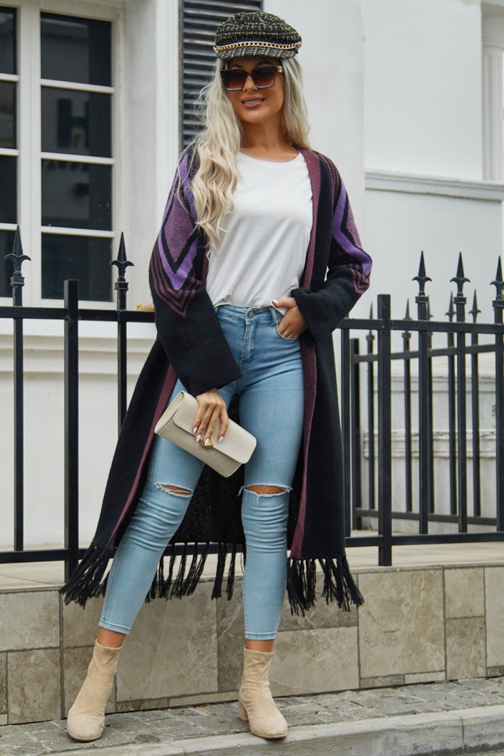 Fringe Hem Open Front Cardigan - Quelle's BoutiQue