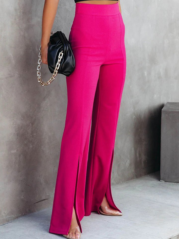 Front Slit Flare Leg Pants - Quelle's BoutiQue
