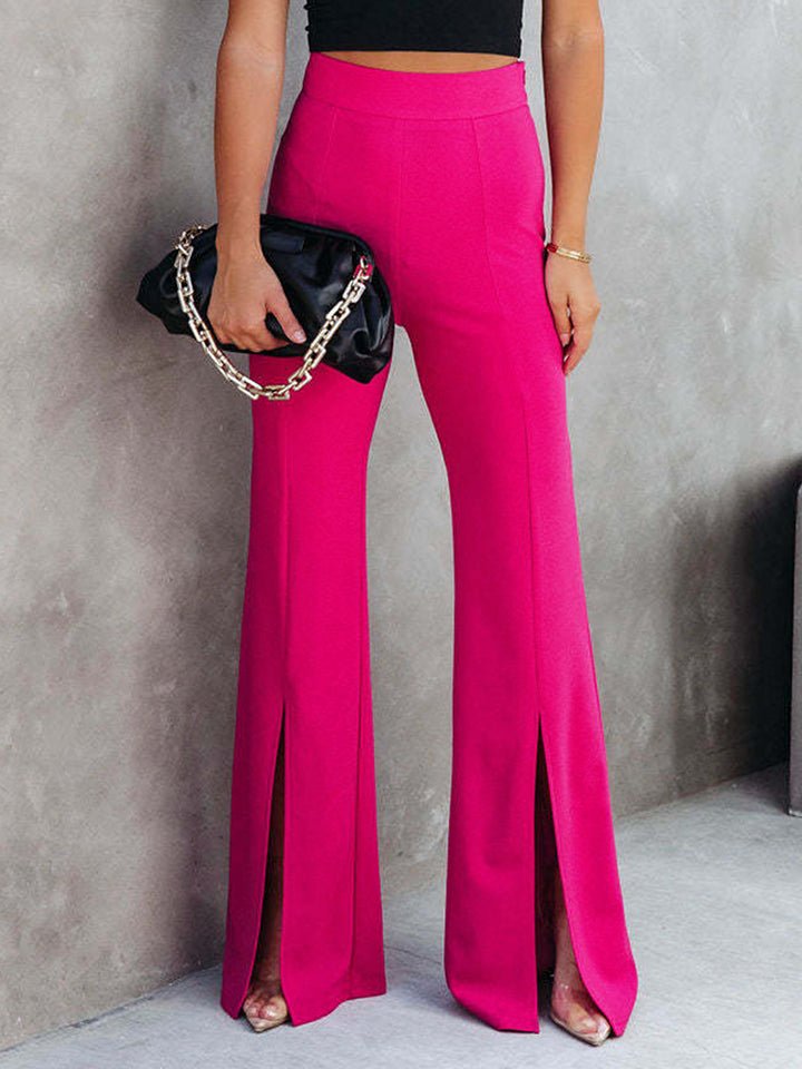 Front Slit Flare Leg Pants - Quelle's BoutiQue
