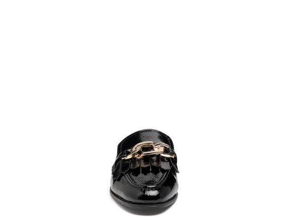 GLADIOLI METAL BUCKLED FRINGE DETAIL MULES - Quelle's BoutiQue