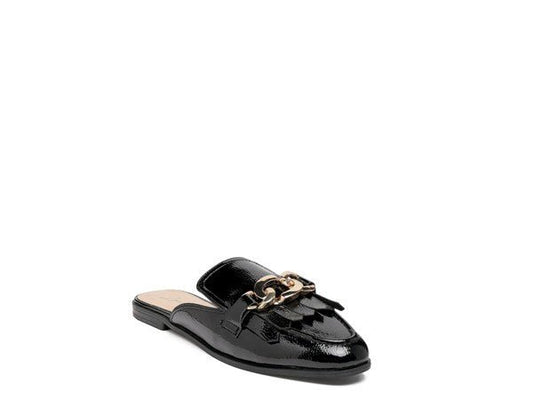 GLADIOLI METAL BUCKLED FRINGE DETAIL MULES - Quelle's BoutiQue