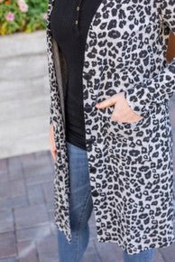 Grey Leopard Print Cardigan - Quelle's BoutiQue