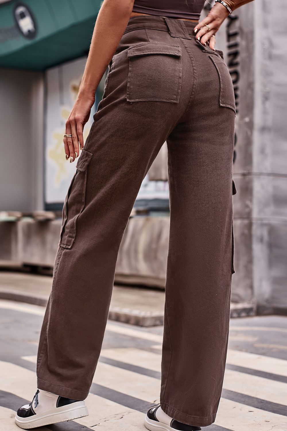 High Waist Loose Fit Cargo Jeans - Quelle's BoutiQue