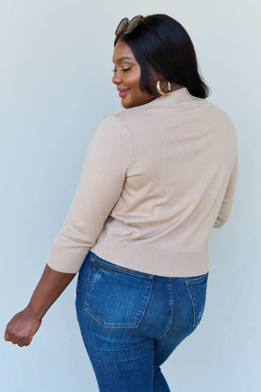 Khaki Cropped Cardigan - Quelle's BoutiQue