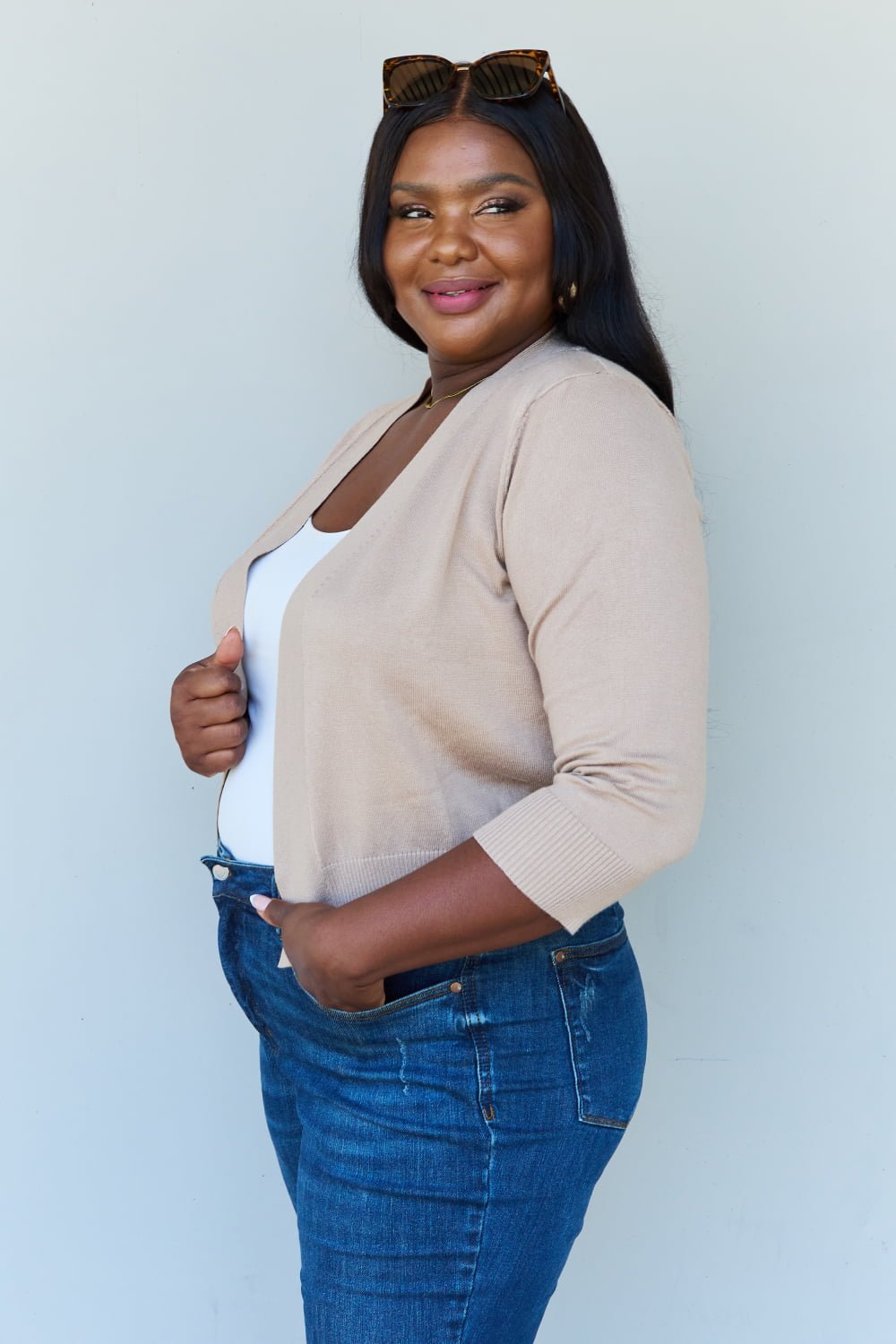 Khaki Cropped Cardigan - Quelle's BoutiQue