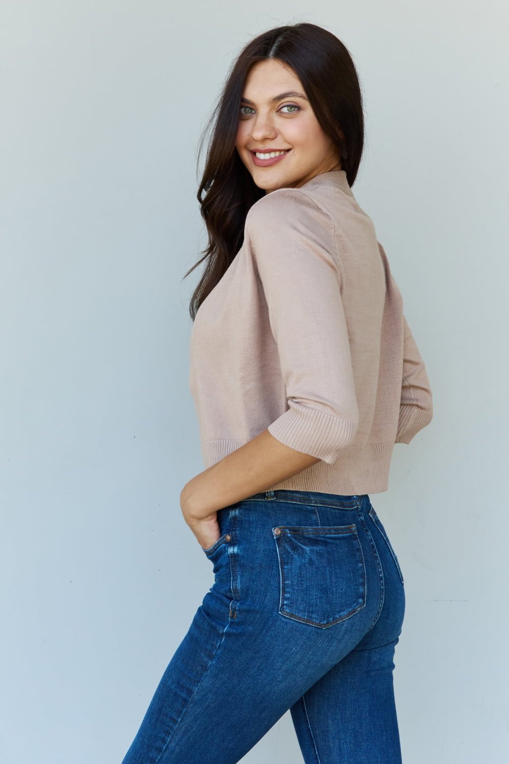 Khaki Cropped Cardigan - Quelle's BoutiQue
