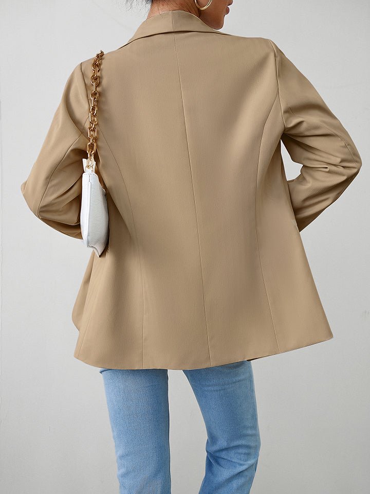 Long Sleeve Button Accent Blazer - Quelle's BoutiQue