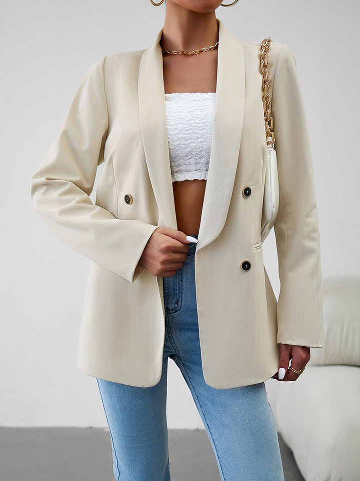 Long Sleeve Button Accent Blazer - Quelle's BoutiQue