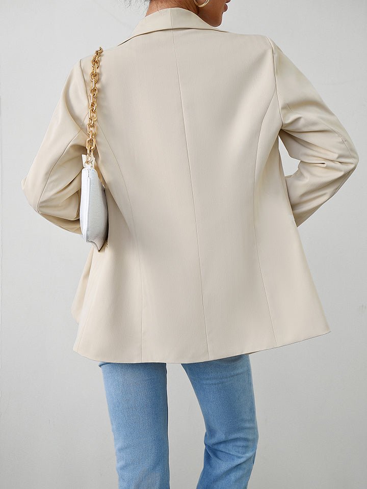 Long Sleeve Button Accent Blazer - Quelle's BoutiQue