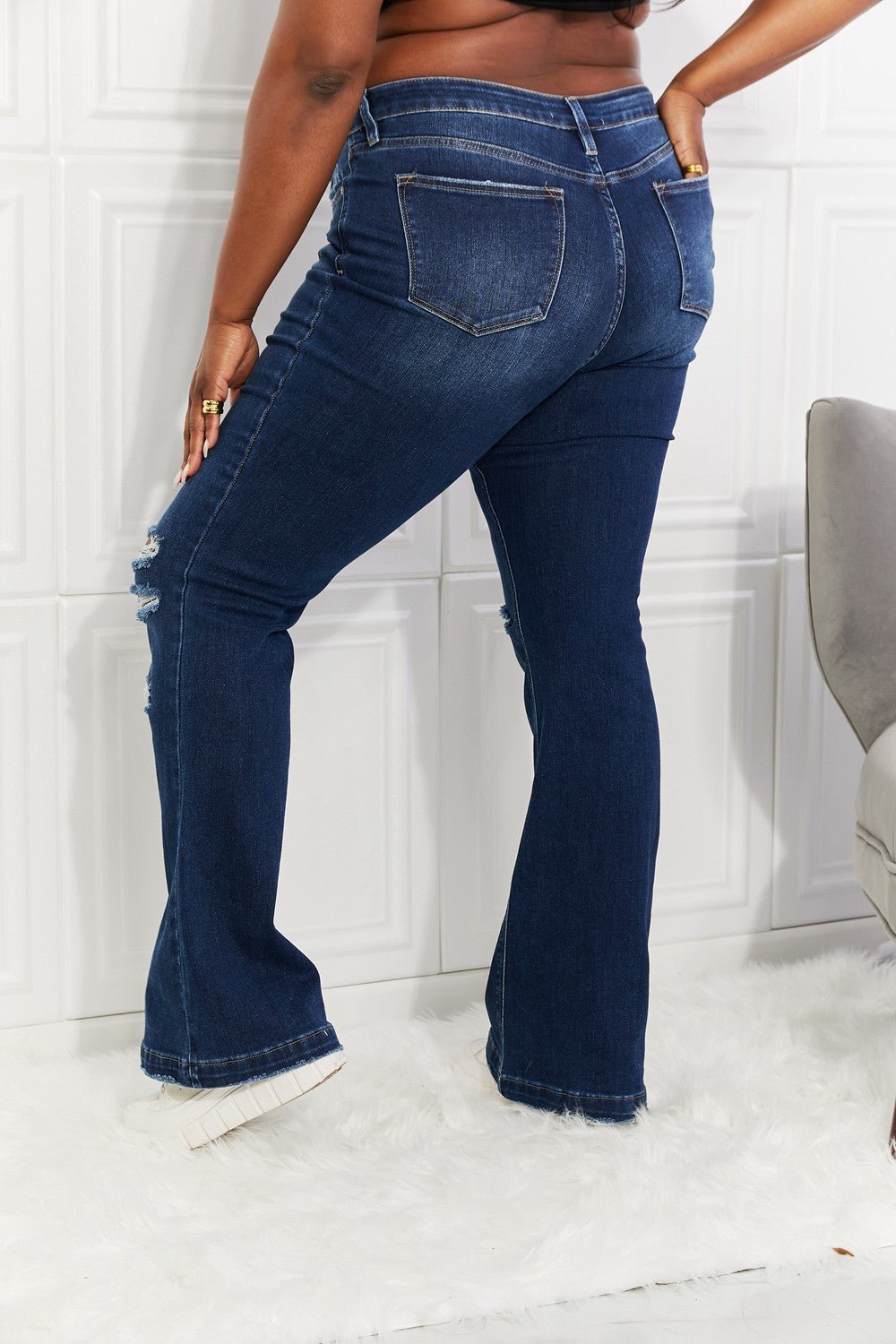 Midrise Button Fly Flare Jeans - Quelle's BoutiQue