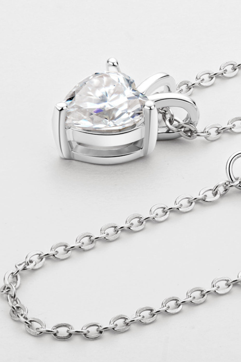 Moissanite Heart-Shaped Pendant Necklace - Quelle's BoutiQue