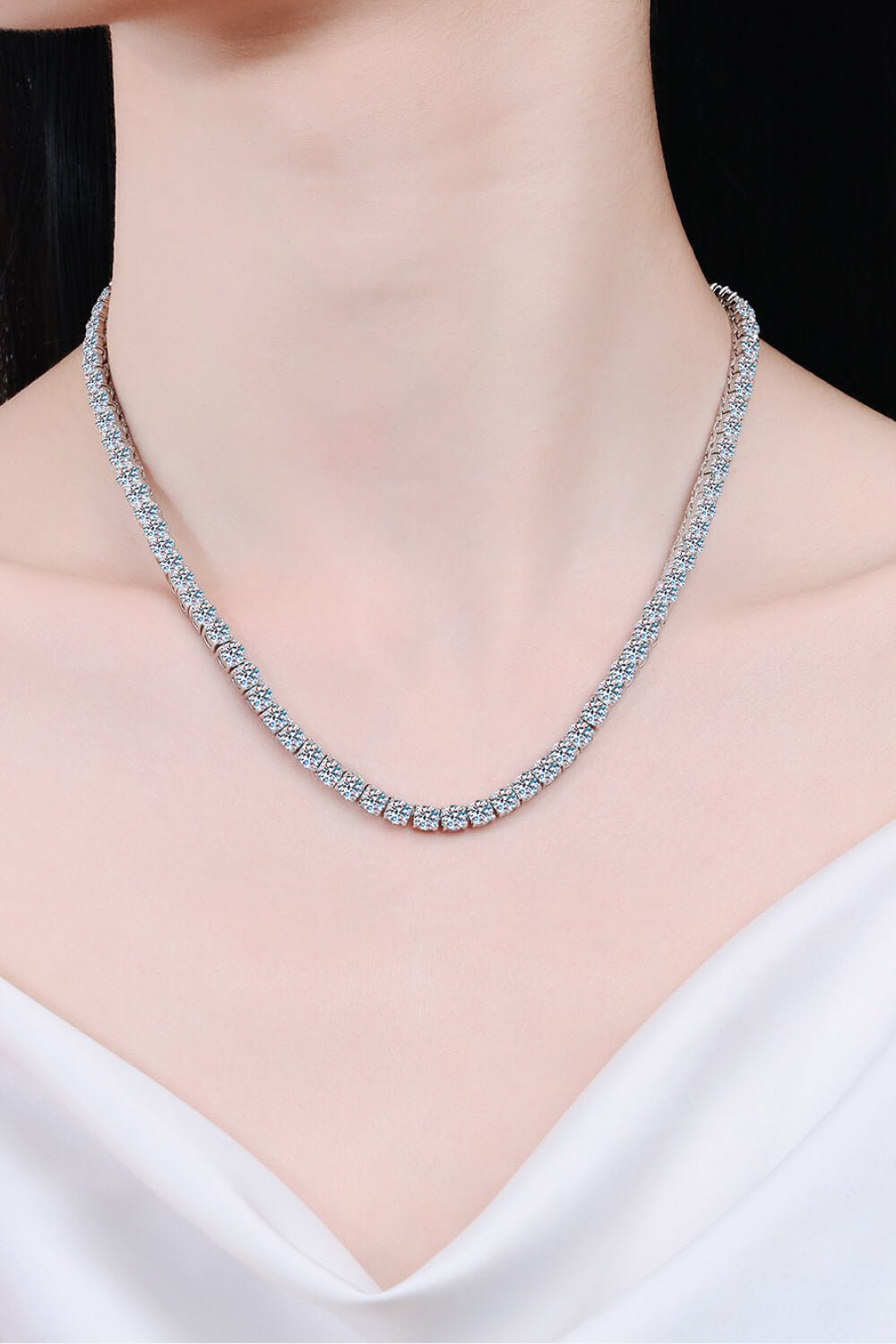 Moissanite Rhodium-Plated Necklace - Quelle's BoutiQue