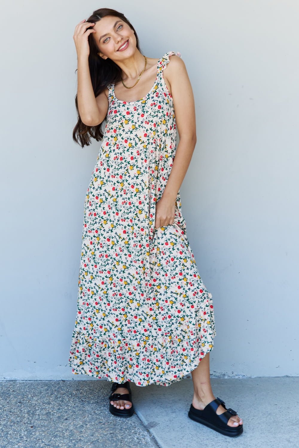 Multi-Floral Sleeveless Maxi Dress - Quelle's BoutiQue
