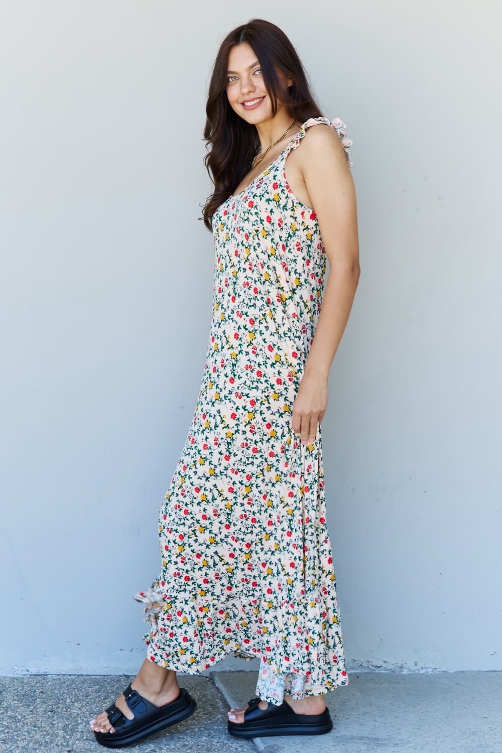Multi-Floral Sleeveless Maxi Dress - Quelle's BoutiQue