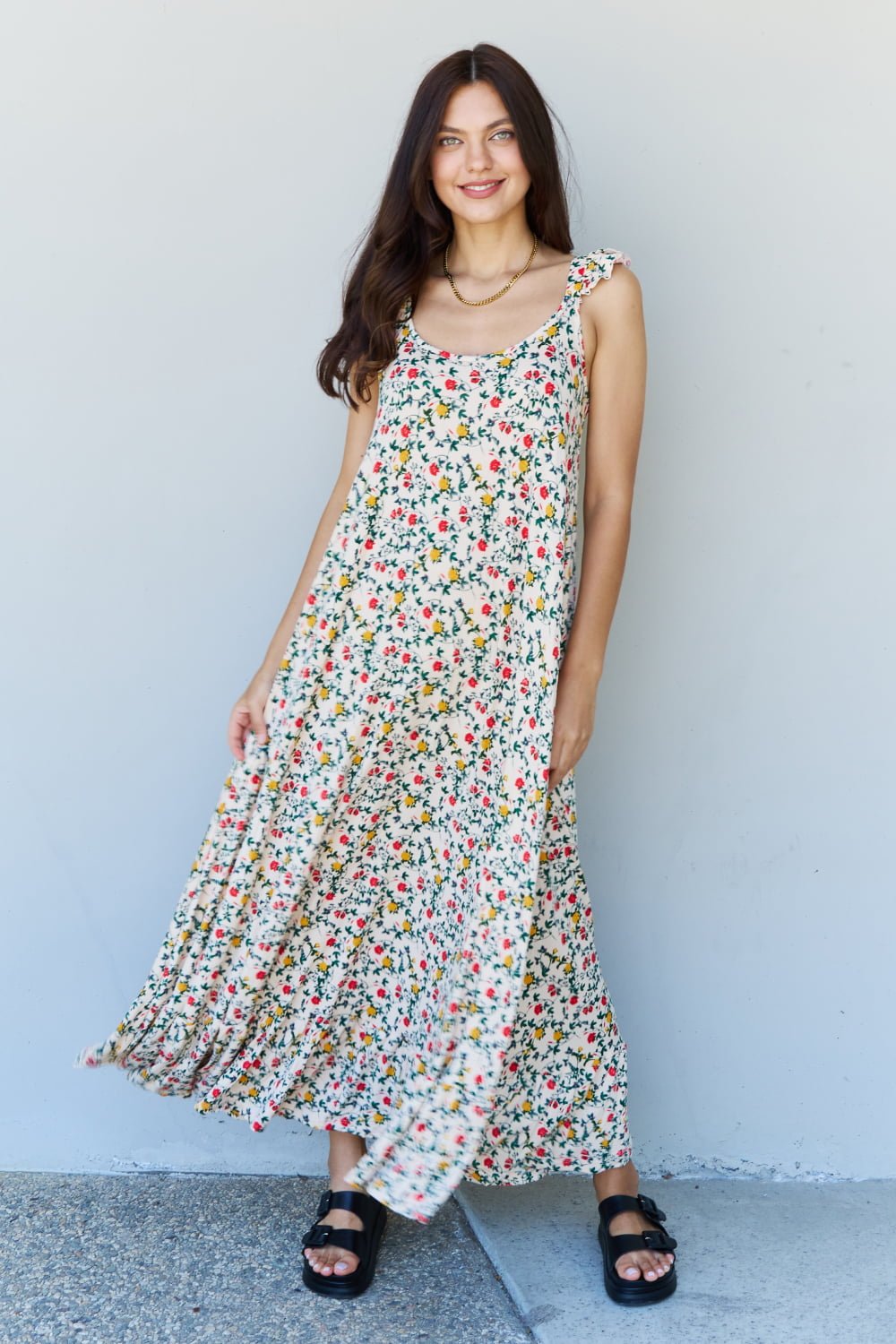 Multi-Floral Sleeveless Maxi Dress - Quelle's BoutiQue