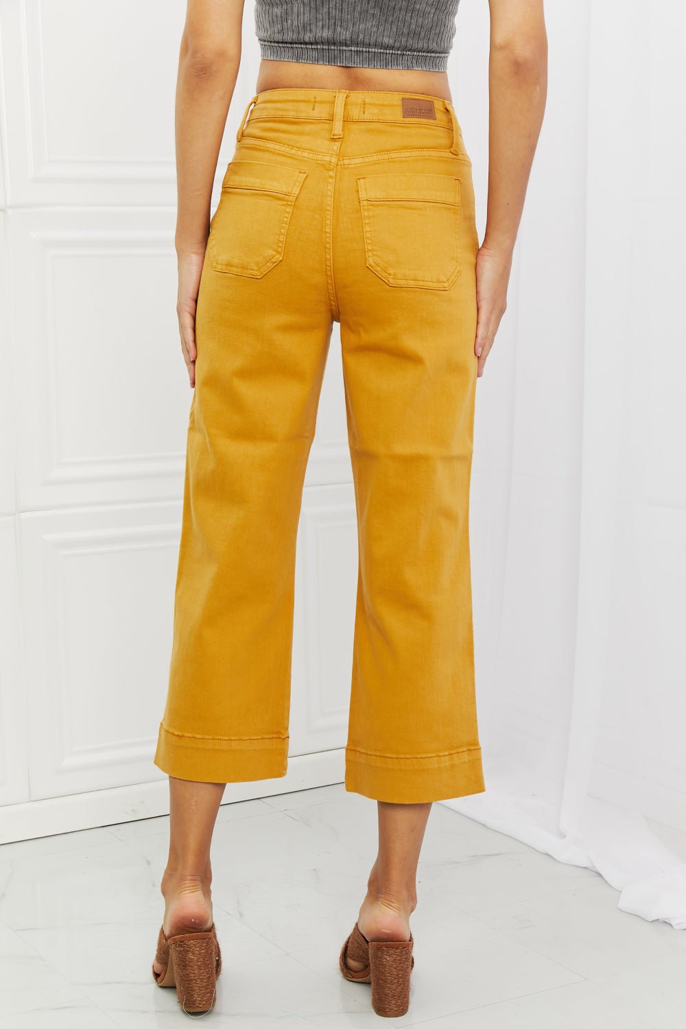Mustard Straight Leg Cropped Jeans - Quelle's BoutiQue