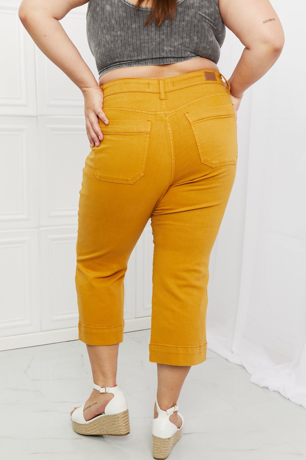 Mustard Straight Leg Cropped Jeans - Quelle's BoutiQue