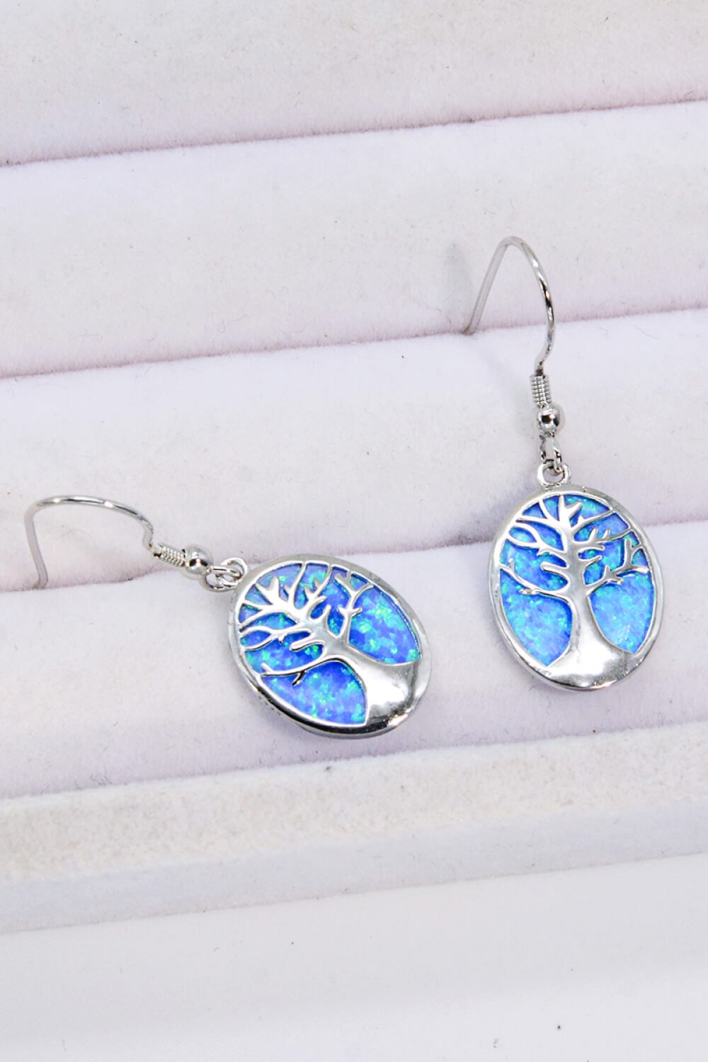 Opal Blue Sterling Silver Drop Earrings - Quelle's BoutiQue