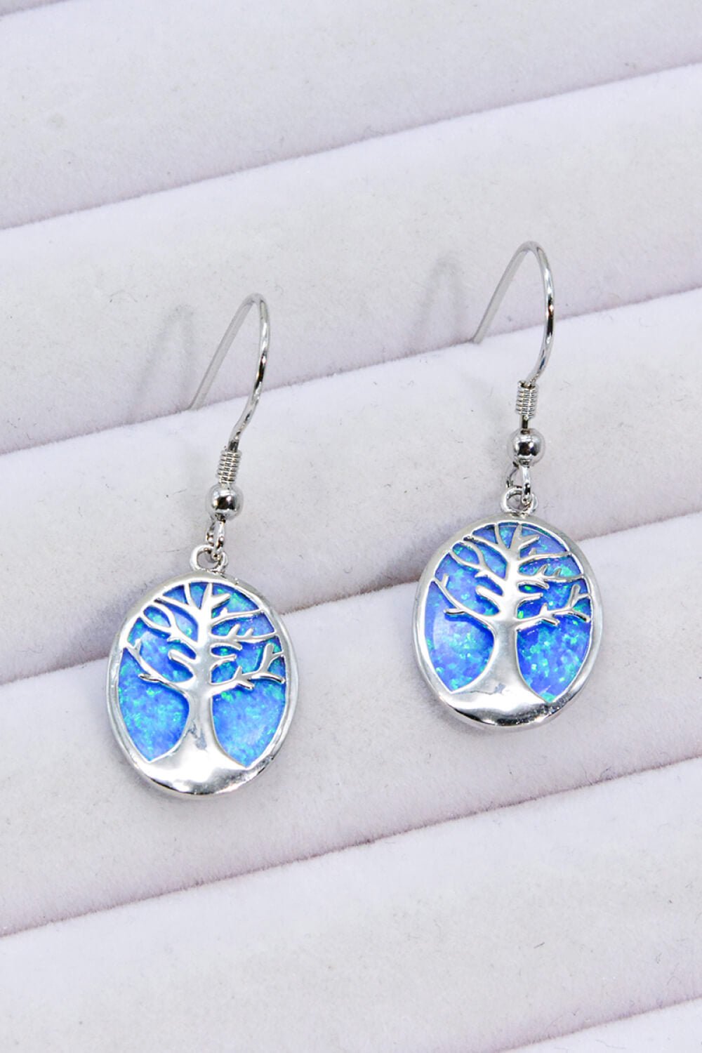 Opal Blue Sterling Silver Drop Earrings - Quelle's BoutiQue