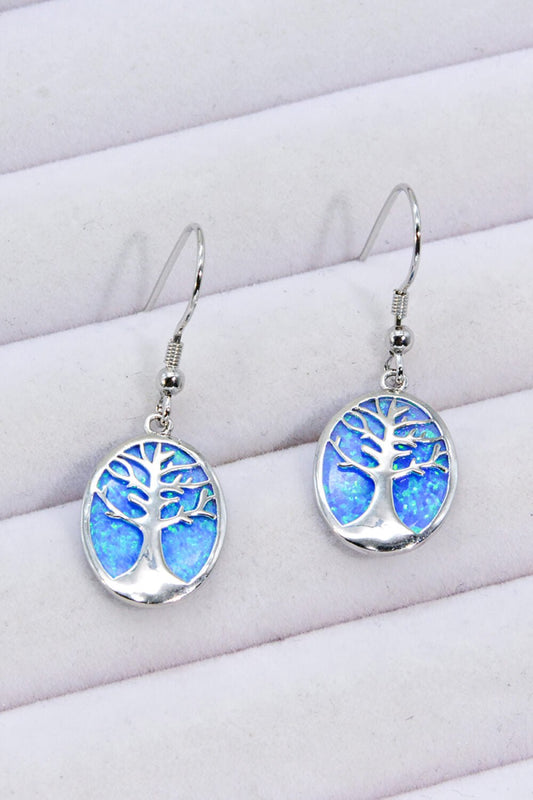 Opal Blue Sterling Silver Drop Earrings - Quelle's BoutiQue