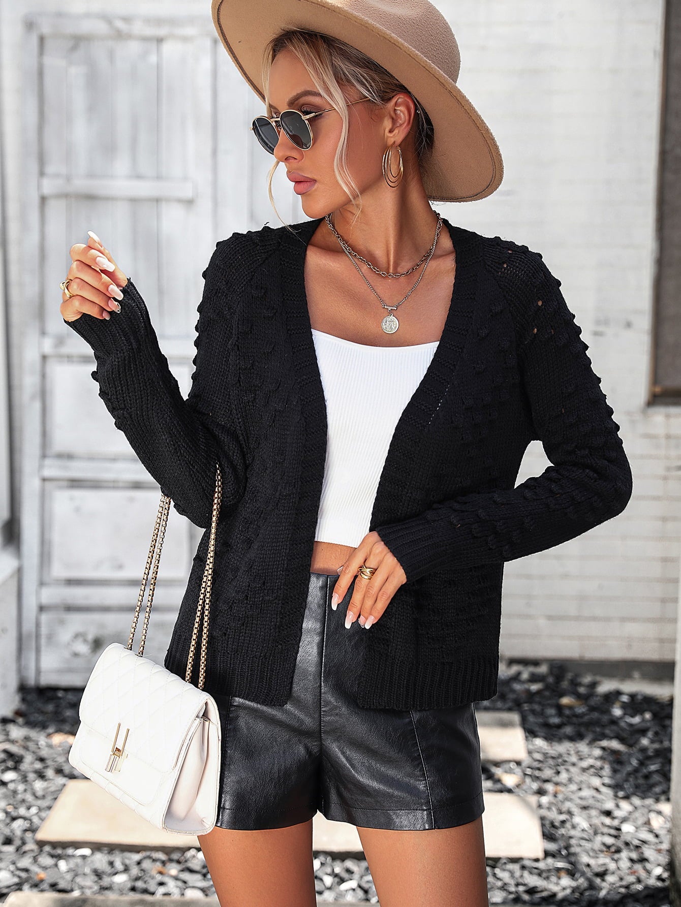 Open Front Long Sleeve Cardigan - Quelle's BoutiQue