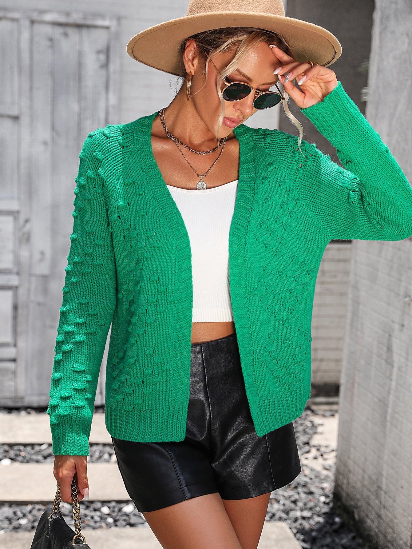 Open Front Long Sleeve Cardigan - Quelle's BoutiQue