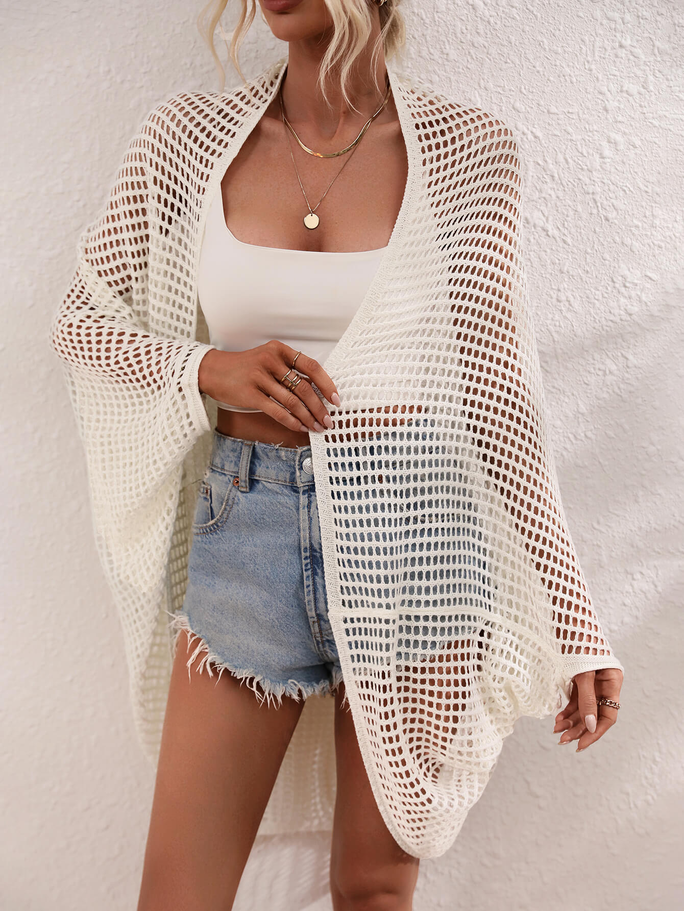 Openwork Open Front Cover Up - Quelle's BoutiQue