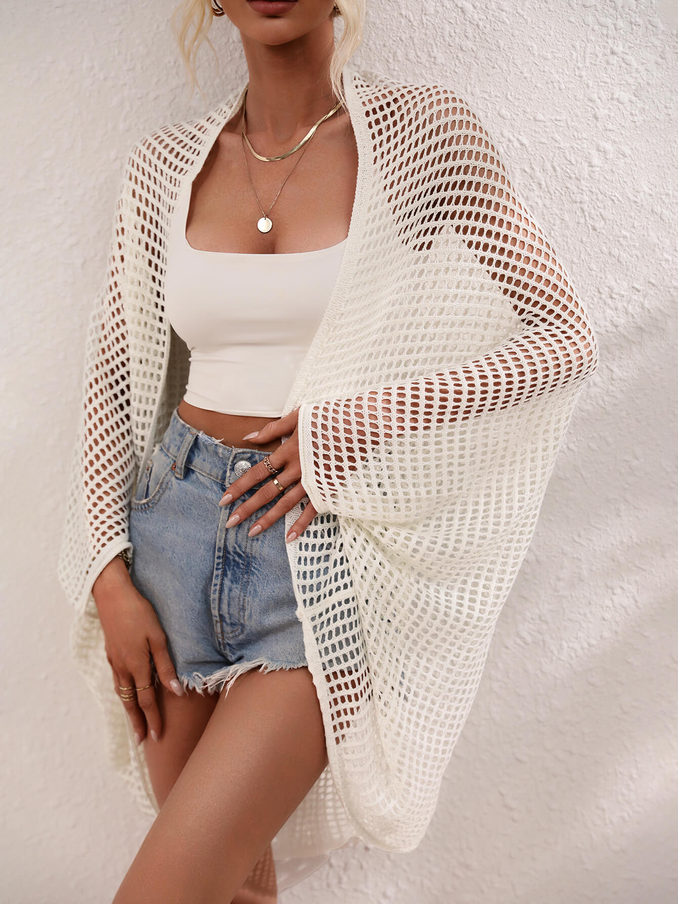 Openwork Open Front Cover Up - Quelle's BoutiQue