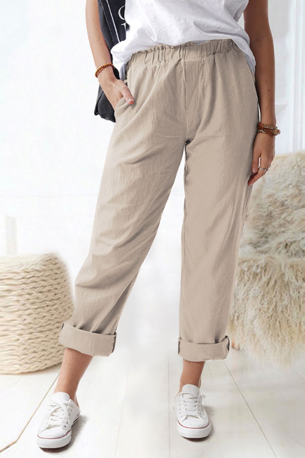 Paperbag Waist Pull-On Pants - Quelle's BoutiQue