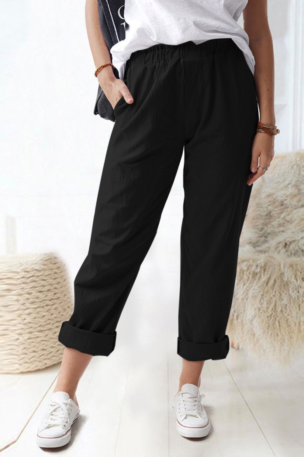 Paperbag Waist Pull-On Pants - Quelle's BoutiQue