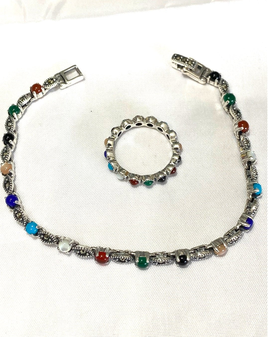 Petite Multi Stone Eternity Marcasite Set - Quelle's BoutiQue