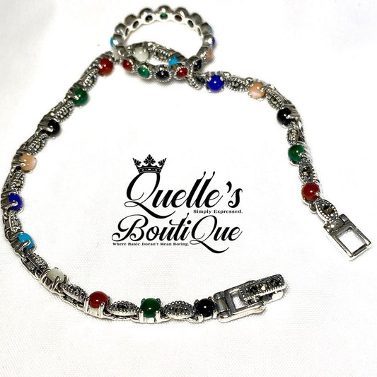 Petite Multi Stone Eternity Marcasite Set - Quelle's BoutiQue