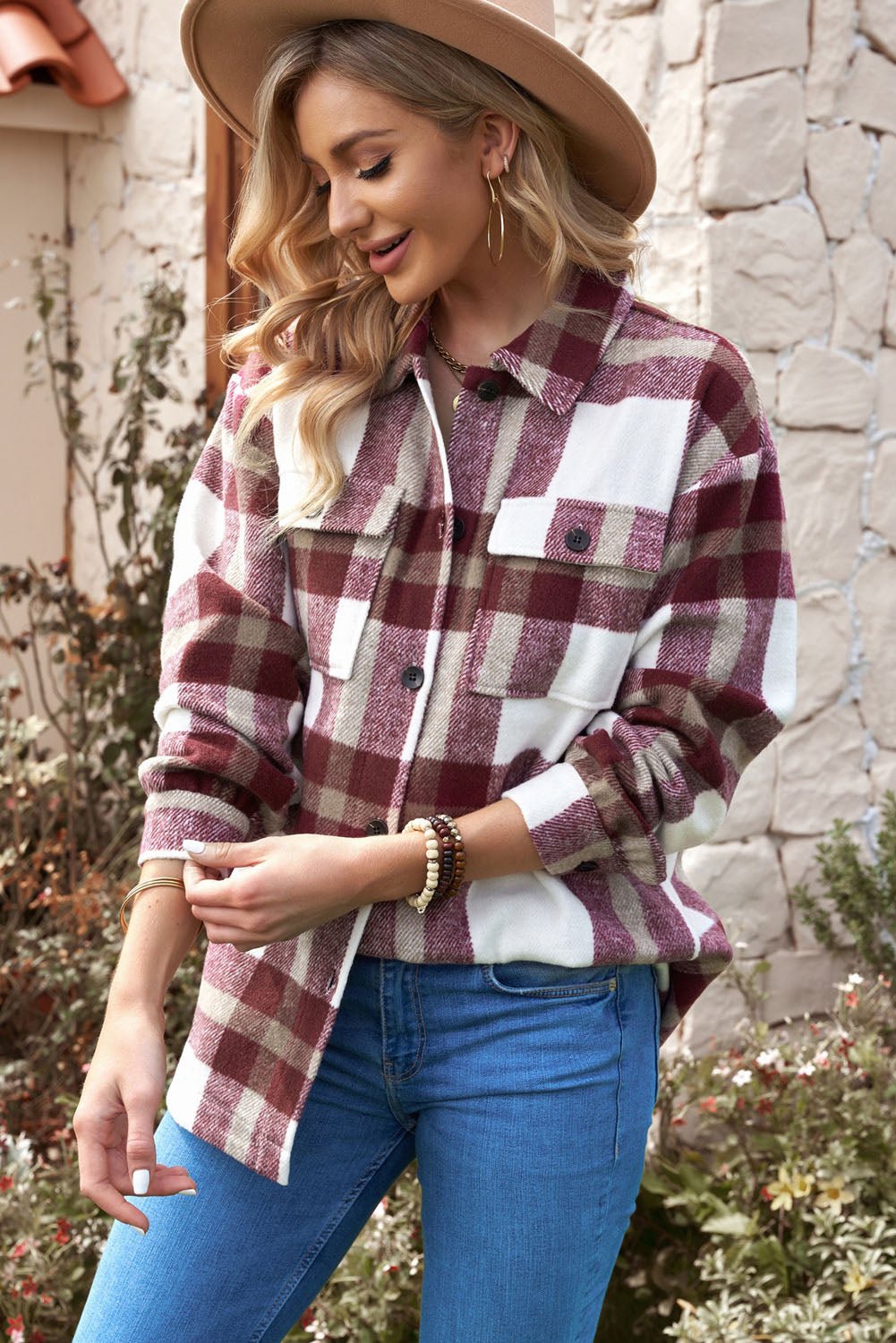 Plaid Front Pocket Jacket - Quelle's BoutiQue
