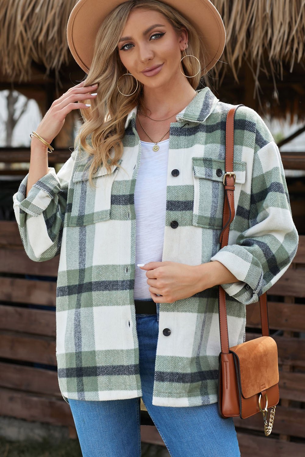 Plaid Front Pocket Jacket - Quelle's BoutiQue