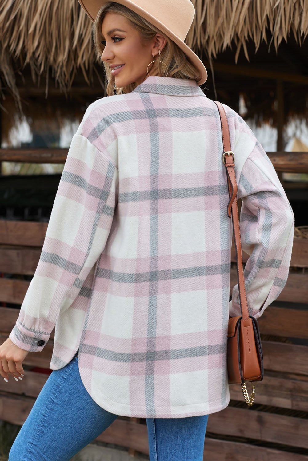 Plaid Front Pocket Jacket - Quelle's BoutiQue