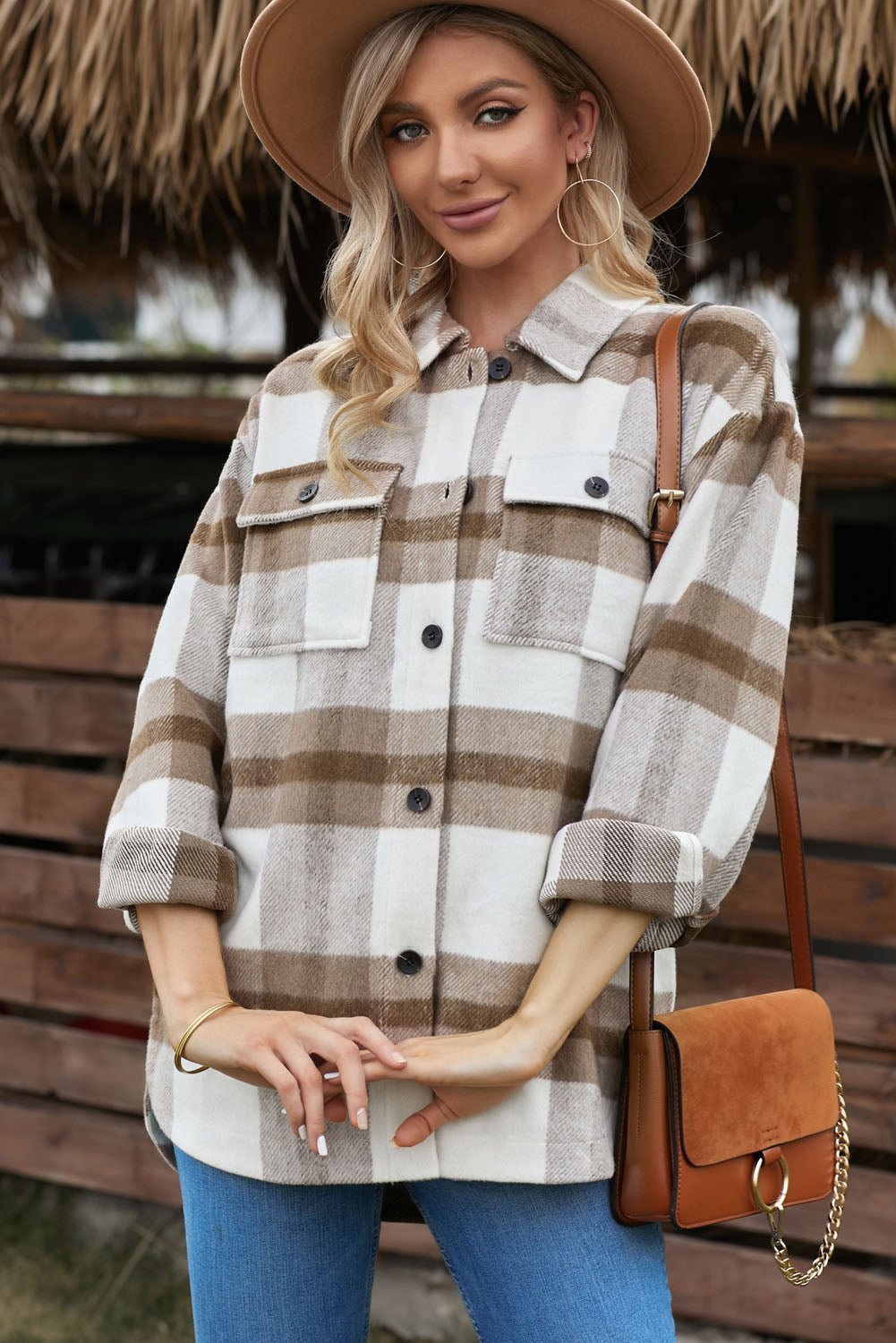 Plaid Front Pocket Jacket - Quelle's BoutiQue