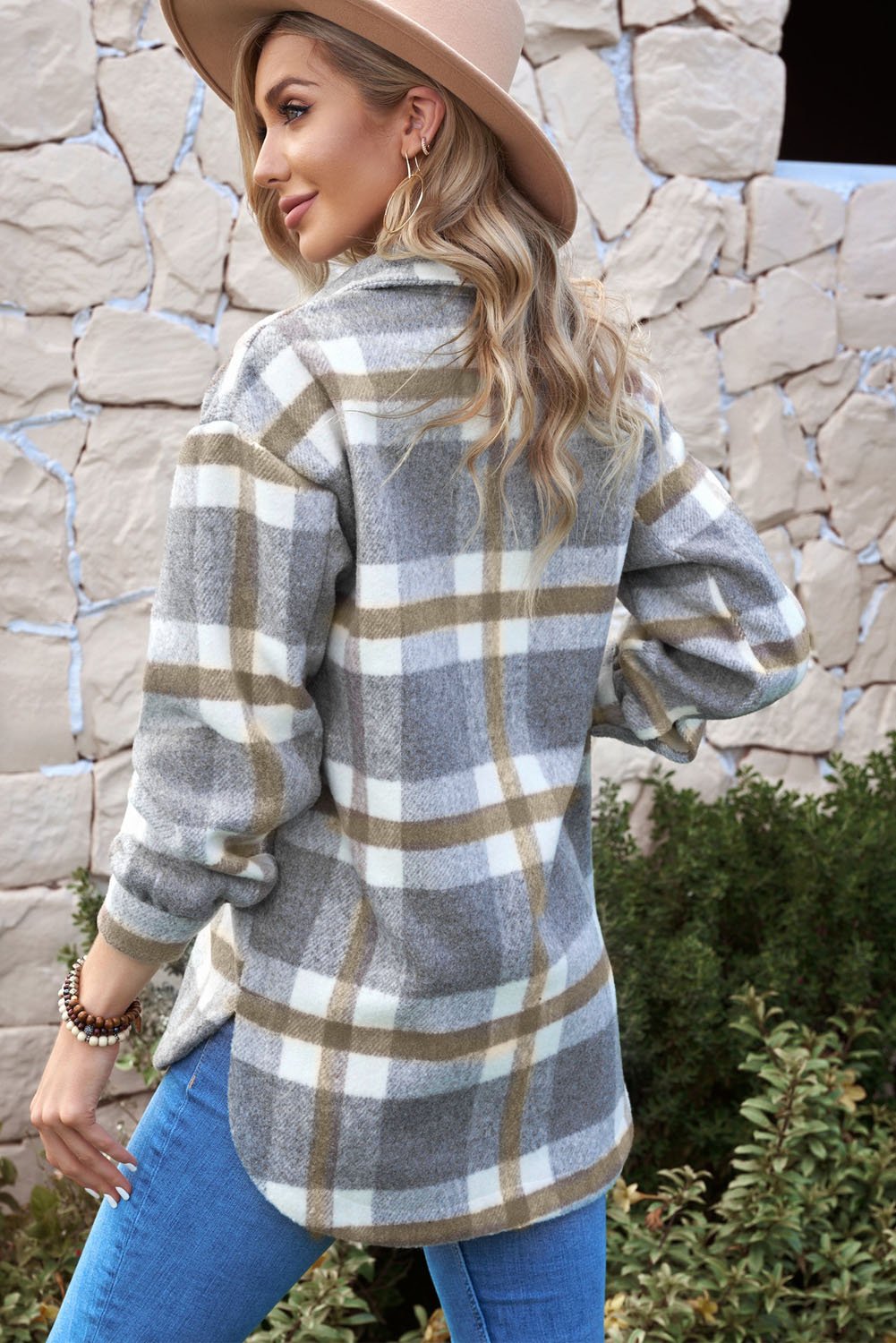 Plaid Front Pocket Jacket - Quelle's BoutiQue
