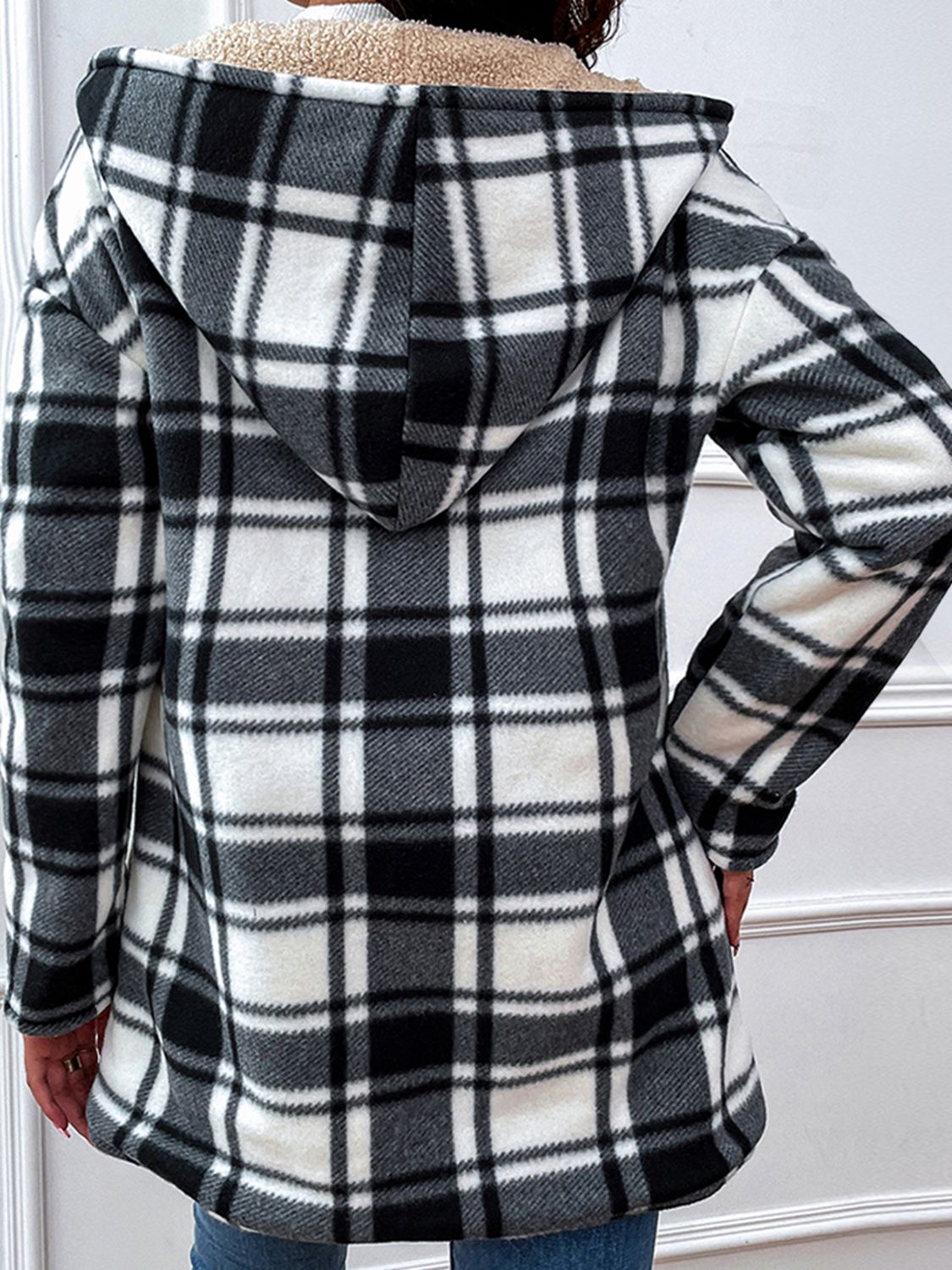 Plaid Hooded Long Jacket - Quelle's BoutiQue