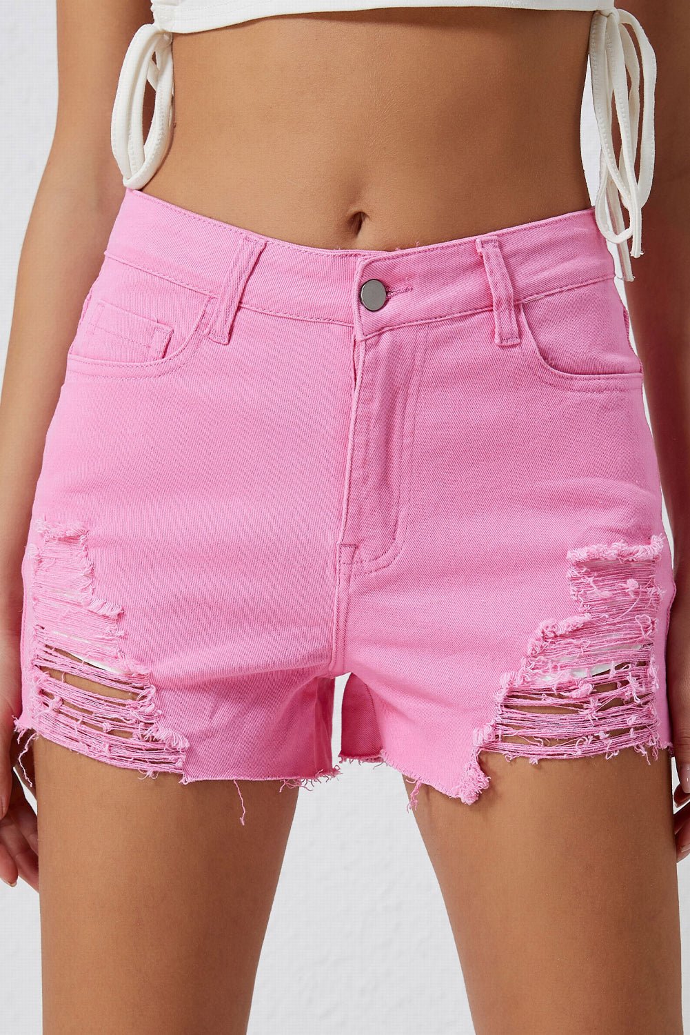 Pretty Pink Distressed Shorts - Quelle's BoutiQue