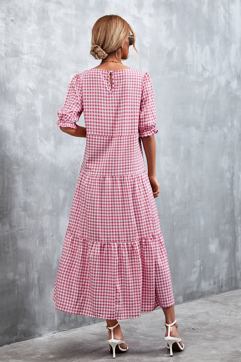 Printed Flounce Sleeve Tiered Dress - Quelle's BoutiQue