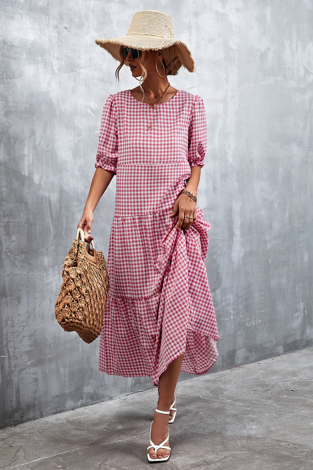 Printed Flounce Sleeve Tiered Dress - Quelle's BoutiQue