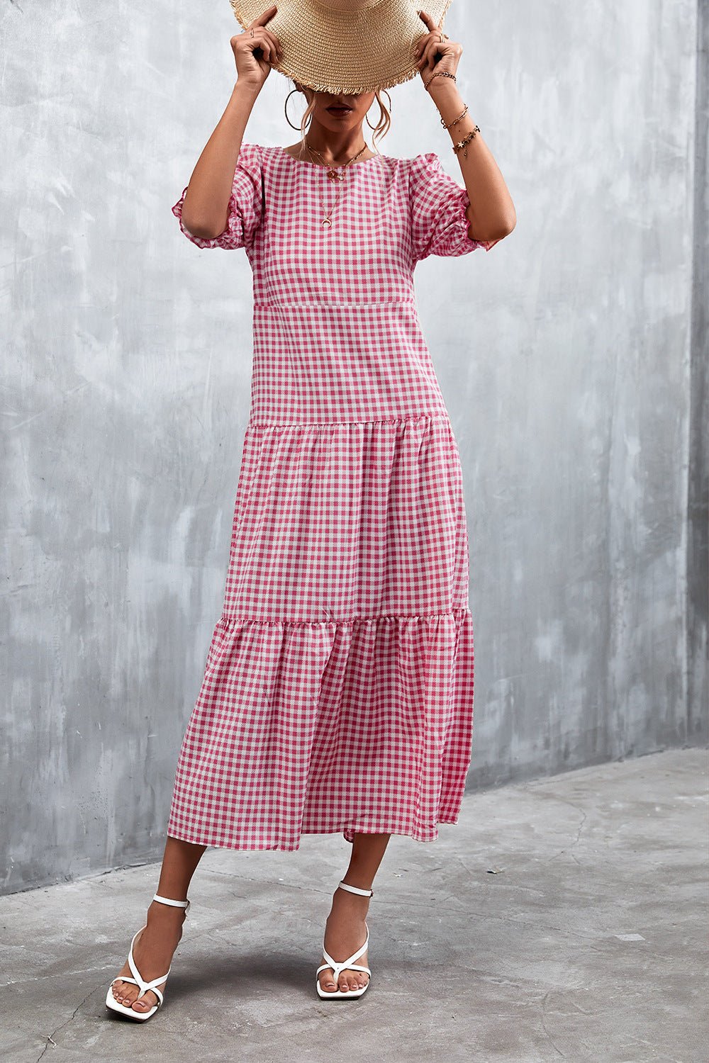 Printed Flounce Sleeve Tiered Dress - Quelle's BoutiQue